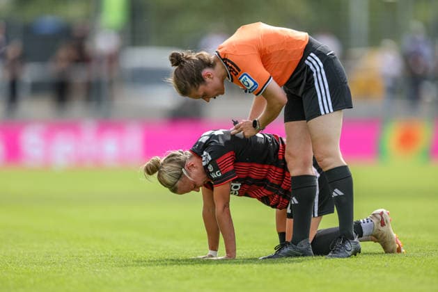 GER, Frankfurt, Eintracht Frankfurt vs 1. FC Nürnberg, Google Pixel Frauen Bundesliga, Fussball, DFB, Spielzeit 2026 2027, Stadion am Brentanobad, 2. Spieltag im Bild: Pia Sophie-Wolter (Eintracht Frankfurt Frauen 17) am Boden DFB DFL REGULATIONS PROHIBIT ANY USE OF PHOTOGRAPHS AS IMAGE SEQUENCES AND OR QUASI-VIDEO, 30.08.2026 *** GER, Frankfurt, Eintracht Frankfurt vs. 1. FC Nürnberg, Google Pixel Women s Bundesliga, Soccer, DFB, 2026–2027 Season, Stadion am Brentanobad, Matchday 2 in pictures: Pia Sophie Wolter, Eintracht Frankfurt Women’s 17 team on the ground. DFB and DFL regulations prohibit any use of photographs as image sequences and or quasi-video. August 30, 2026 Copyright: HMBxMedia HendrikxHamelau