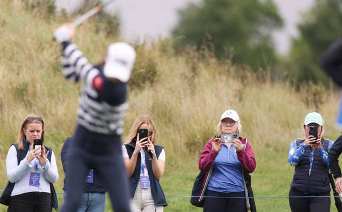 2026 KPMG Women s Irish Open, The K Club, Kildare 30 8 2026 Spectators record Leona Maguire of Ireland on the 3rd hole Spectators record Leona Maguire on the 3rd hole 30 8 2026  Copyright: xx RDR_5416