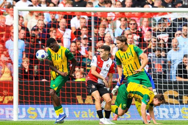 ROTTERDAM , 30-08-2026. Stadion de Kuip , season 2026 2027 , Dutch Eredivisie Football , match between Feyenoord and ADO Den Haag , picture shows, DeVante Parker, Mika Marmol and Pascal Mulder Feyenoord - ADO  x206245021x Copyright:
