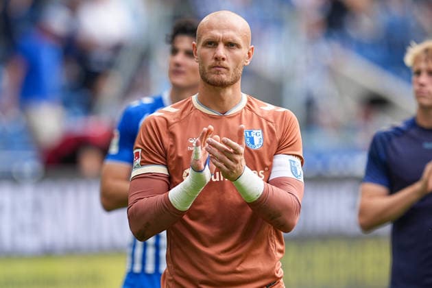 30.08.2026, xydrx, Fußball, 2. Fußball Bundesliga, 1.FC Magdeburg - Holstein Kiel, Saison 2026 2027, Avnet Arena: Dominik Reimann (1.FC Magdeburg, 1) freut sich über den Sieg DFB regulations prohibit any use of photographs as image sequences and or quasi-video. *** August 30, 2026, xydrx, soccer, 2. Bundesliga, 1. FC Magdeburg vs. Holstein Kiel, 2026–2027 season, Avnet Arena, Dominik Reimann, 1 FC Magdeburg; 1 celebrates the victory. DFB regulations prohibit any use of photographs as image sequences and or quasi-video. Copyright: HMBxMedia YannisxDreimann
