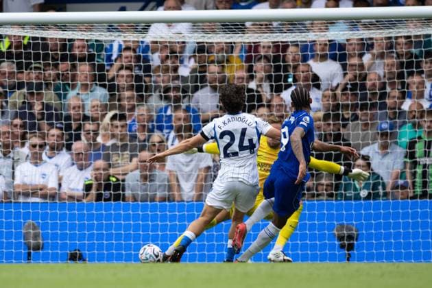 Joao Pedro of Chelsea scores 3-0 Chelsea v Brighton and Hove Albion, Premier League Football, Football, Stamford Bridge, London, UK - 30 Aug 2026London Stamford Bridge United Kingdom EDITORIAL USE ONLY No use with unauthorised audio, video, data, fixture lists, club league logos or live services. Online in-match use limited to 120 images, no video emulation. No use in betting, games or single club league player publications.  Copyright: xIanxTuttle Shutterstockx 17119079ak