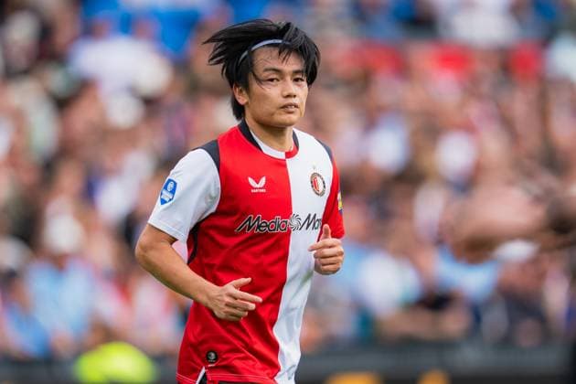 ROTTERDAM , 30-08-2026 , Stadium feijenoord De Kuip , season 2025 2026 , Dutch Eredivisie football , match between Feyenoord and ADO Den Haag , picture shows Feyenoord player Ayase Ueda Feyenoord - ADO  x206245839x Copyright: