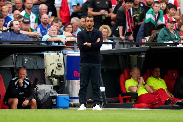 Eredivisie: Feyenoord Rotterdam v ADO Den Haag Rotterdam - Coach Giovanni van Bronkhorst of Feyenoord Rotterdam looks on during the fourth competition round of the 2026 2027 Eredivisie season. The match is set between Feyenoord Rotterdam and ADO Den Haag at De Kuip on 30 August 2026 in Rotterdam, The Netherlands. (Hero Images Danny de Groot) Copyright: xDannyxdexGrootx