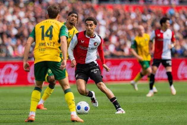 ROTTERDAM , 30-08-2026 , Stadium feijenoord De Kuip , season 2025 2026 , Dutch Eredivisie football , match between Feyenoord and ADO Den Haag , picture shows Feyenoord player Oussama Targhalline Feyenoord - ADO  x206245888x Copyright: