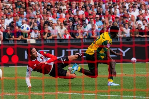ROTTERDAM , 30-08-2026 , Stadium feijenoord De Kuip , season 2025 2026 , Dutch Eredivisie football , match between Feyenoord and ADO Den Haag , picture shows Feyenoord player Anis Hadj-Moussa Feyenoord - ADO  x206245894x Copyright: