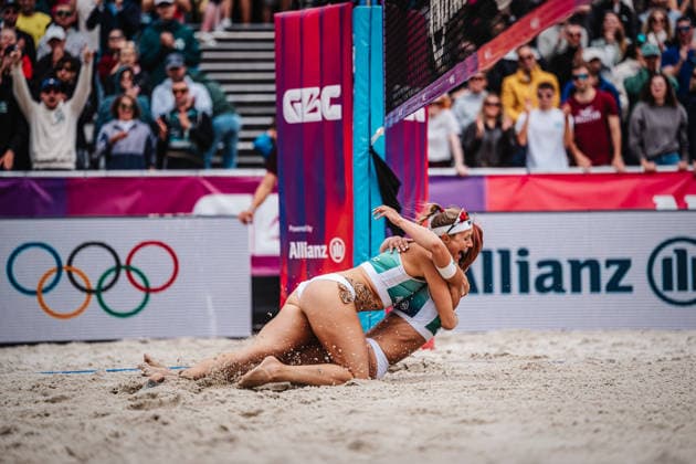 Women s Beach Volleyball German Championship Final, August 30, 2026. Top: Kim van de Velde; Bottom: Sandra Ittlinger win the final and are crowned German champions. Celebrations in Dortmund, Revierpark Wischlingen, North Rhine-Westphalia, Germany