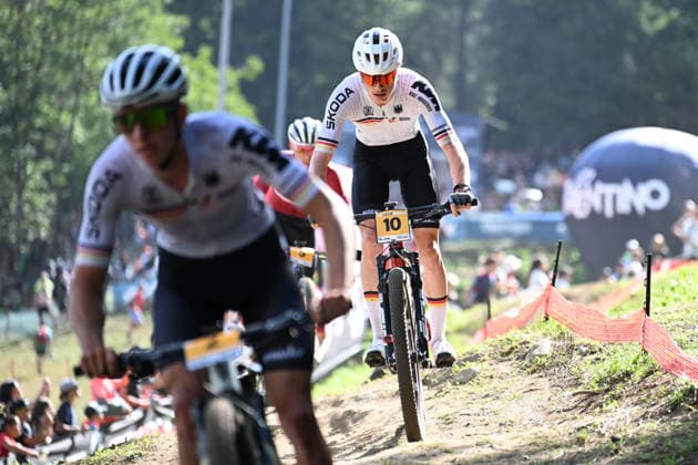XCO Olympic Cross-Country - Under 23 Men (10) Benjamin Kruger of Germany competes during UCI MTB World Championship, WM, Weltmeisterschaft - Val di Sole 2026 - XCO Olympic Cross-Country - Men Under 23 category race on August 30, 2026 Val di Sole, Trento Italy. Commezzadura Trentino Italy  Copyright: xRobertoxTommasinix originalFilename:tommasini-ucimtbwo260830_npdsf.jpg