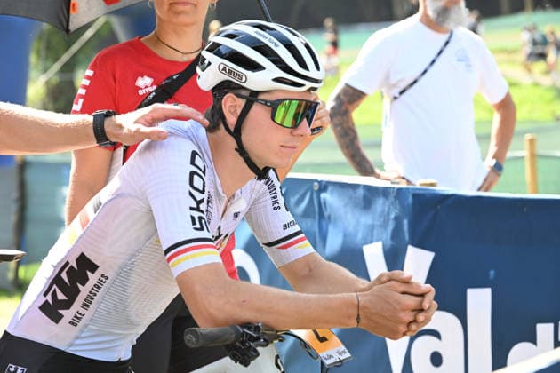 XCO Olympic Cross-Country - Under 23 Men (2) Paul Schehl of Germany prior the start of UCI MTB World Championship, WM, Weltmeisterschaft - Val di Sole 2026 - XCO Olympic Cross-Country - Men Under 23 category race on August 30, 2026 Val di Sole, Trento Italy. Commezzadura Trentino Italy  Copyright: xRobertoxTommasinix originalFilename:tommasini-ucimtbwo260830_npwty.jpg
