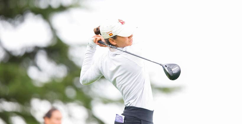RECORD DATE NOT STATED 30th August 2026; The K Club, Straffan, County Kildare, Ireland: KPMG Womens Irish Open Golf, Final Round; Bianca Fernandez of Spain tees off on the 1st hole PeterxFitzpatrick