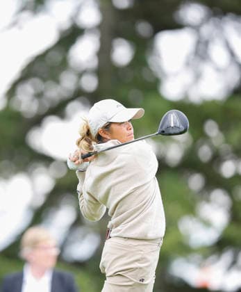 RECORD DATE NOT STATED 30th August 2026; The K Club, Straffan, County Kildare, Ireland: KPMG Womens Irish Open Golf, Final Round; Brianna Navarrosa of USA tees off on the 1st hole PeterxFitzpatrick