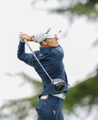 RECORD DATE NOT STATED 30th August 2026; The K Club, Straffan, County Kildare, Ireland: KPMG Womens Irish Open Golf, Final Round; Alexandra Forsterling of Germany tees off on the 1st hole PeterxFitzpatrick