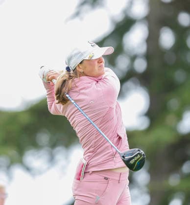 RECORD DATE NOT STATED 30th August 2026; The K Club, Straffan, County Kildare, Ireland: KPMG Womens Irish Open Golf, Final Round; Dorthea Forbrigd of Norway tees off on the 1st hole PeterxFitzpatrick