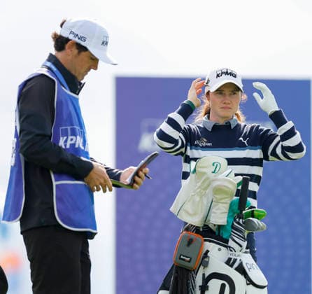 RECORD DATE NOT STATED 30th August 2026; The K Club, Straffan, County Kildare, Ireland: KPMG Womens Irish Open Golf, Final Round; Leona Maguire of Ireland on the 1st tee PeterxFitzpatrick