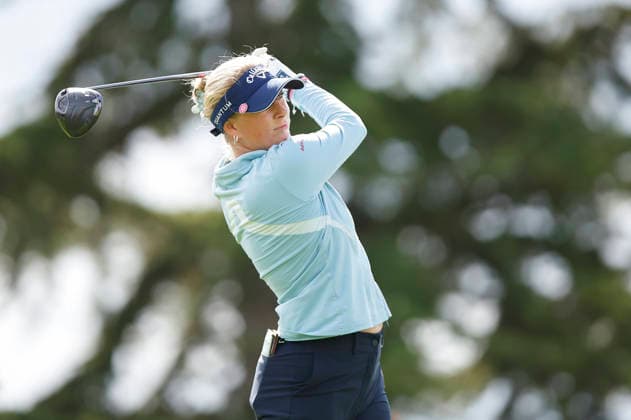 RECORD DATE NOT STATED 30th August 2026; The K Club, Straffan, County Kildare, Ireland: KPMG Womens Irish Open Golf, Final Round; Louise Rydqvist of Sweden tees off on the 1st hole PeterxFitzpatrick