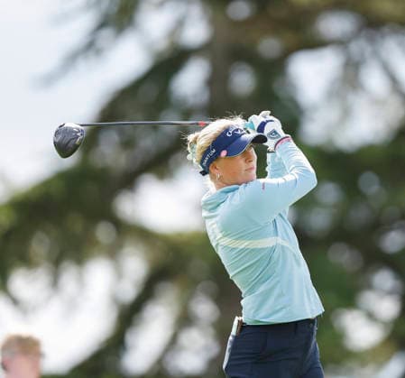 RECORD DATE NOT STATED 30th August 2026; The K Club, Straffan, County Kildare, Ireland: KPMG Womens Irish Open Golf, Final Round; Louise Rydqvist of Sweden tees off on the 1st hole PeterxFitzpatrick