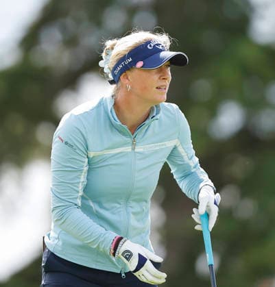 RECORD DATE NOT STATED 30th August 2026; The K Club, Straffan, County Kildare, Ireland: KPMG Womens Irish Open Golf, Final Round; Louise Rydqvist of Sweden watches her tee shot on the 1st hole PeterxFitzpatrick