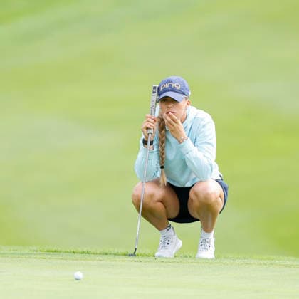 RECORD DATE NOT STATED 30th August 2026; The K Club, Straffan, County den Kildare, Ireland: KPMG Womens Irish Open Golf, Final Round; Corinne Viden of Sweden lines up her putt on the 1st green PeterxFitzpatrick