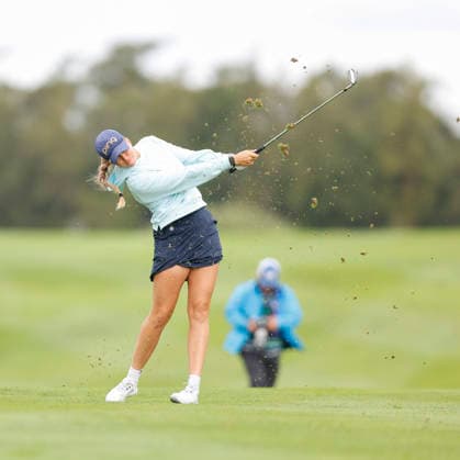 RECORD DATE NOT STATED 30th August 2026; The K Club, Straffan, County den Kildare, Ireland: KPMG Womens Irish Open Golf, Final Round; Corinne Viden of Sweden plays her second shot from the 3rd fairway PeterxFitzpatrick