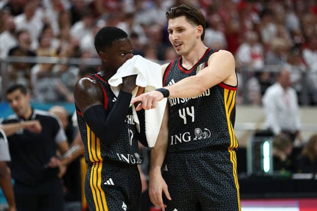 Poland v Germany: Group K - FIBA Basketball World Cup 2027 European Qualifier Dennis Schroder and David Kramer during the FIBA Basketball World Cup European Qualifier Group K match between Poland and Germany at Ergo Arena in Gdansk, Poland, on August 30, 2026. Gdansk Poland  Copyright: xPiotrxMatusewiczx originalFilename:matusewicz-polandvg260830_npAQZ.jpg