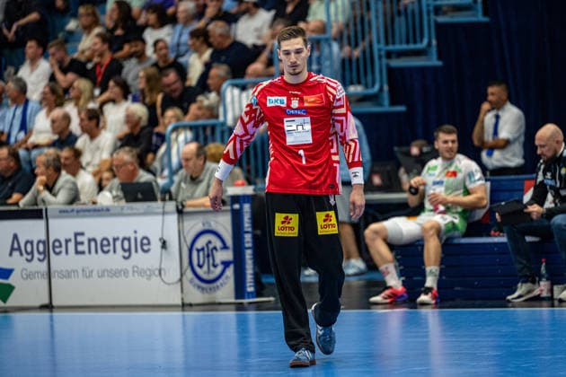Opel Handball Bundesliga, VfL Gummersbach vs. SC Magdeburg, August 30, 2026; Dominik Kuzmanovic, SC Magdeburg 1, Opel Handball Bundesliga, VfL Gummersbach vs. SC Magdeburg, August 30, 2026 Copyright: xBEAUTIFULxSPORTS Erlhofx