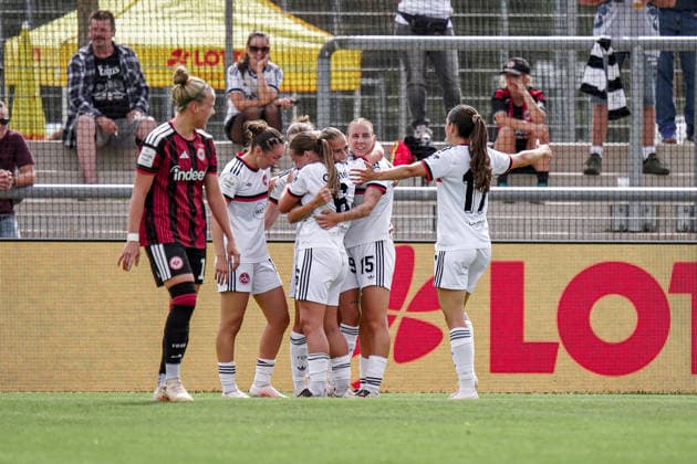 Deutschland: Fussball Saison 2026 2027 , Google Pixel Frauen-Bundesliga , 2. Spieltag , Eintracht Frankfurt Frauen vs. 1. FC Nürnberg Frauen - Stadion am Brentanobad (Frankfurt am Main) : Mannschaft jubelt zum 0:1, Tor, Torjubel, Jubel, Freude, Emotionen Frankfurt am Main Stadion am Brentanobad Deutschland Germany *** Germany Soccer Season 2026–2027, Google Pixel Women s Bundesliga, Matchday 2, Eintracht Frankfurt Women vs. 1. FC Nürnberg Women, Stadion am Brentanobad, Frankfurt am Main, Team celebrates a 0–1 lead, goal, goal celebration, celebration, joy, emotions, Frankfurt am Main, Stadion am Brentanobad, Germany Copyright: xBennetxLongx
