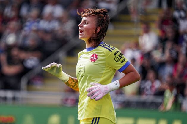Deutschland: Fussball Saison 2026 2027 , Google Pixel Frauen-Bundesliga , 2. Spieltag , Eintracht Frankfurt Frauen vs. 1. FC Nürnberg Frauen - Stadion am Brentanobad (Frankfurt am Main) : Lourdes Romero (1. FC Nürnberg Frauen, 1) Mimik, Gesichtsausdruck, Emotion Frankfurt am Main Stadion am Brentanobad Deutschland Germany *** Germany Soccer Season 2026–2027, Google Pixel Women s Bundesliga, Matchday 2, Eintracht Frankfurt Women vs. 1. FC Nürnberg Women, Stadion am Brentanobad, Frankfurt am Main, Lourdes Romero, 1. FC Nürnberg Women, 1 facial expression, emotion, Frankfurt am Main, Stadion am Brentanobad, Germany Copyright: xBennetxLongx