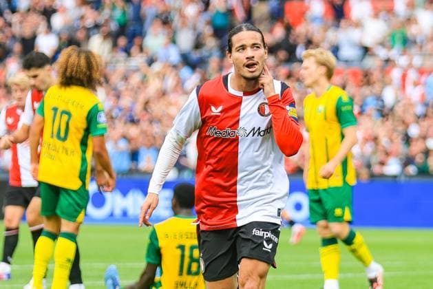ROTTERDAM , 30-08-2026. Stadion de Kuip , season 2026 2027 , Dutch Eredivisie Football , match between Feyenoord and ADO Den Haag , picture shows, Anis Hadj Moussa, Anis Hadj Moussa scores 2-2 Feyenoord - ADO  x206247102x Copyright: