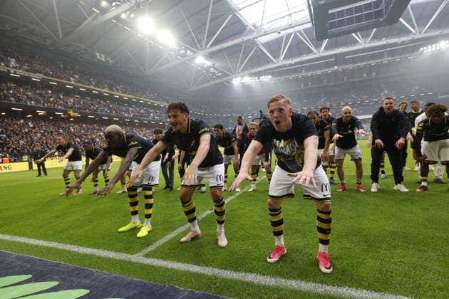 STOCKHOLM, SWEDEN 20260830 AIK s Linus Carlstrand after the victory in Sunday s Allsvenskan soccer match between AIK and Hammarby IF at Strawberry Arena, STOCKHOLM, SWEDEN x1081x  Copyright: xFredrikxPerssonx TTx ALLSVENSKAN AIK-HAMMARBY