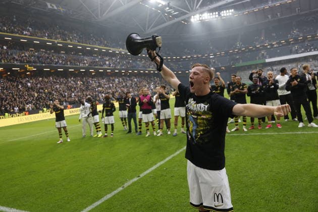 STOCKHOLM, SWEDEN 20260830 AIK s Linus Carlstrand after the victory in Sunday s Allsvenskan soccer match between AIK and Hammarby IF at Strawberry Arena, STOCKHOLM, SWEDEN x1081x  Copyright: xFredrikxPerssonx TTx ALLSVENSKAN AIK-HAMMARBY