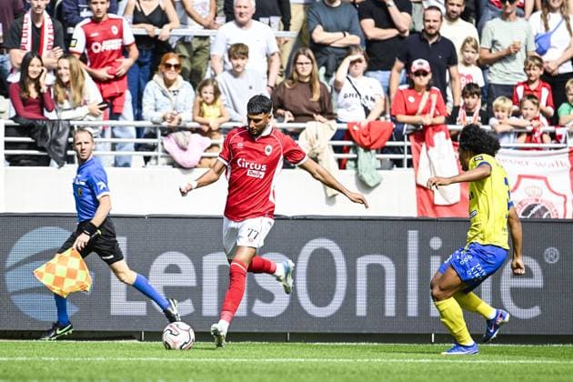 Antwerp s Ibrahim Salah pictured in action during a soccer match between Royal Antwerp FC and Sint-Truidense V.V., Sunday 30 August 2026 in Antwerp, on day 4 of the 2026-2027 Jupiler Pro League first division of the Belgian championship. TOM GOYVAERTS TomxGoyvaerts  x184747562x
