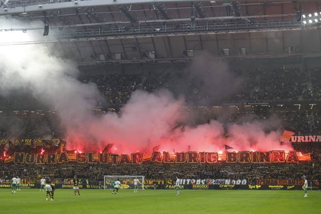 STOCKHOLM, SWEDEN 20260830 AIK fans during Sunday s Allsvenskan soccer match between AIK and Hammarby IF at Strawberry Arena, STOCKHOLM, SWEDEN x1081x  Copyright: xFredrikxPerssonx TTx ALLSVENSKAN AIK-HAMMARBY