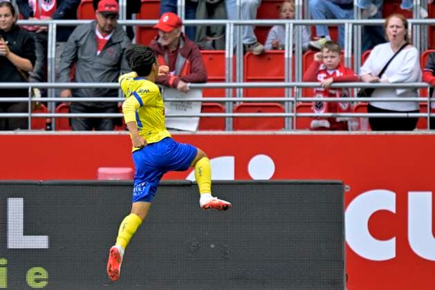 Royal Antwerp FC v Sint-Truidense VV - Jupiler Pro League DEURNE, BELGIUM - AUGUST 30 : Araki Ryotaro midfielder of Sint-Truidense VV celebrates scoring a goal during the Jupiler Pro League match between Royal Antwerp FC and Sint-Truidense VV on August 30, 2026 in Deurne, Belgium, 30 08 2026 Deurne Belgium  Copyright: xSesx