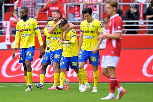 Royal Antwerp FC v Sint-Truidense VV - Jupiler Pro League DEURNE, BELGIUM - AUGUST 30 : Araki Ryotaro midfielder of Sint-Truidense VV celebrates scoring a goal during the Jupiler Pro League match between Royal Antwerp FC and Sint-Truidense VV on August 30, 2026 in Deurne, Belgium, 30 08 2026 Deurne Belgium  Copyright: xSesx