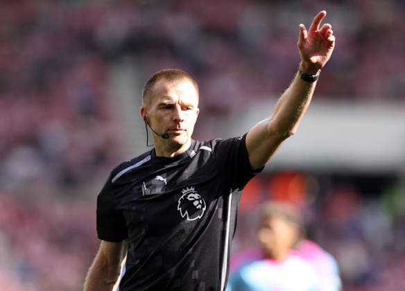 Sunderland, England, 30th August 2026. Referee Michael Salisbury during the Sunderland vs Fulham Premier League match at the Stadium Of Light, Sunderland. Picture credit should read: Nigel Roddis Sportimage EDITORIAL USE ONLY. No use with unauthorised audio, video, data, fixture lists, club league logos or live services. Online in-match use limited to 120 images, no video emulation. No use in betting, games or single club league player publications. SPI_017_NR_Sunderland_Fulham SPI-4949-0019