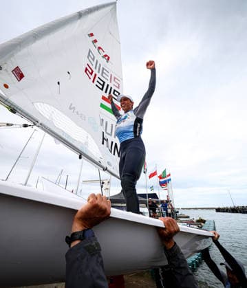 2026 ILCA Laser Men s World Sailing Championships, Dun Laoghaire, Dublin 30 8 2026 Hungary™s Jonatan Vadnai celebrates winning Jonatan Vadnai celebrates winning 30 8 2026  Copyright: xx AC3_7724 copy
