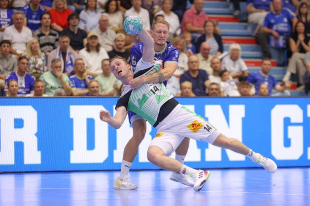 August 30, 2026, xtgx, Opel HBL Handball, VfL Gummersbach vs. SC Magdeburg emspor, from left: Omar Ingi Magnusson (Magdeburg), 14 shots on goal, goal scorers, scores a goal, goal, scores the goal against Gummersbach