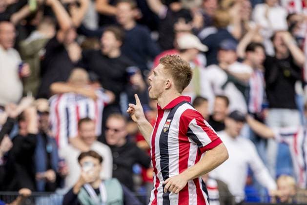 TILBURG - Devin Haen of Willem II celebrates scoring the 2-2 during the Dutch Eredivisie match between Willem II and SC Heerenveen at the Koning Willem II Stadion on August 30, 2026, in Tilburg, the Netherlands. MORITZ MUELLER ANP 2026 27 Eredivisie xVIxANPxSportx xxANPxIVx 566601414 originalFilename: 566601414.jpg