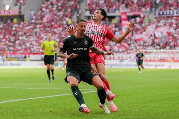 1. Bundesliga: SC Freiburg vs SV Werder Bremen, 30.08.2026 Zweikampf zwischen Marco Friedl (SV Werder Bremen, 32) und Igor MatanoviÄ‡ (SC Freiburg, 31) 1. Bundesliga: SC Freiburg vs SV Werder Bremen, Europa-Park-Stadion, 30.08.2026 DFB DFL REGULATIONS PROHIBIT ANY USE OF PHOTOGRAPHS AS IMAGE SEQUENCES AND OR QUASI-VIDEO. *** Bundesliga Match: SC Freiburg vs. SV Werder Bremen, August 30, 2026; Tackle between Marco Friedl (SV Werder Bremen, 32) and Igor Matanovic SC Freiburg, 31 1 Bundesliga SC Freiburg vs. SV Werder Bremen, Europa-Park Stadium, August 30, 2026 DFB and DFL regulations prohibit any use of photographs as image sequences and or quasi-video. Copyright: xBEAUTIFULxSPORTS Boscox