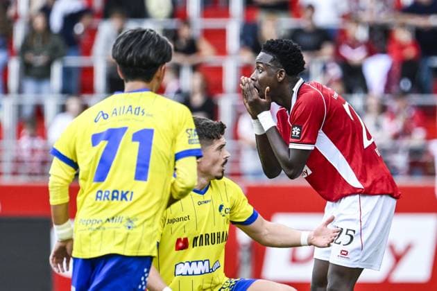 Antwerp s Modibo Fofana reacts during a soccer match between Royal Antwerp FC and Sint-Truidense V.V., Sunday 30 August 2026 in Antwerp, on day 4 of the 2026-2027 Jupiler Pro League first division of the Belgian championship. TOM GOYVAERTS TomxGoyvaerts  x184751282x