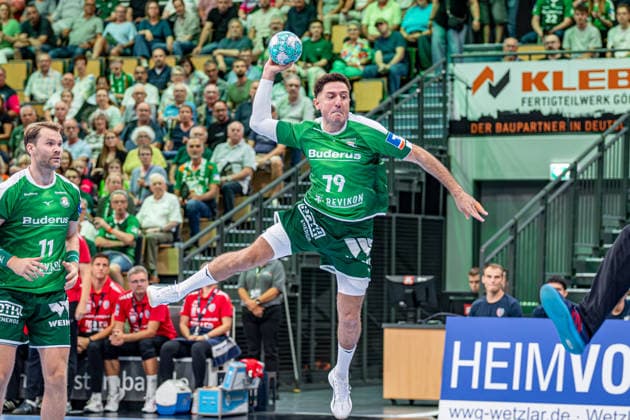 OPEL Handball Bundesliga: HSG Wetzlar vs. SG BBM Bietigheim, August 30, 2026; Ahmed Nafea, HSG Wetzlar, 79, Petter Oeverby HSG Wetzlar, 11 OPEL Handball Bundesliga HSG Wetzlar vs. SG BBM Bietigheim, Wetzlar, August 30, 2026 Copyright: xBEAUTIFULxSPORTS Roeczeyx