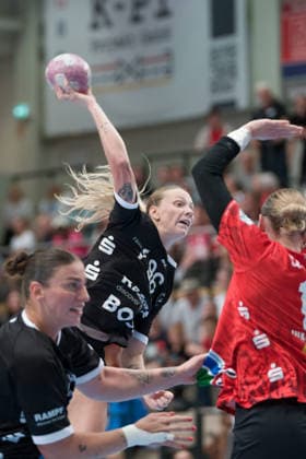 Charlotte Cholevova Tussies, 96, Marie Polakova Halle, 23, SV Union Halle Neustadt vs. TuS Metzingen, Women s Handball Bundesliga, 2026–27 Season, August 30, 2026, Halle SWH Arena, Saxony-Anhalt, Germany