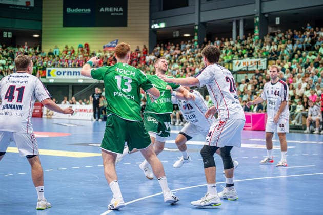 OPEL Handball Bundesliga: HSG Wetzlar vs. SG BBM Bietigheim, August 30, 2026 Dominik Mappes (HSG Wetzlar), 7; Tomas Piroch (HSG Wetzlar), 13; Maxim Orlov (SG BBM Bietigheim), 24; Fabian Wiederstein, SG BBM Bietigheim, 18, Till Hermann, SG BBM Bietigheim, 41, Mathias Larson, SG BBM Bietigheim, 44, OPEL Handball Bundesliga: HSG Wetzlar vs. SG BBM Bietigheim, Wetzlar, August 30, 2026 Copyright: xBEAUTIFULxSPORTS Roeczeyx