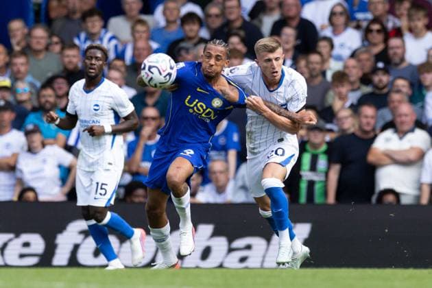 Joao Pedro of Chelsea and Costinha of Brighton and Hove Albion Chelsea v Brighton and Hove Albion, Premier League Football, Football, Stamford Bridge, London, UK - 30 Aug 2026London Stamford Bridge United Kingdom EDITORIAL USE ONLY No use with unauthorised audio, video, data, fixture lists, club league logos or live services. Online in-match use limited to 120 images, no video emulation. No use in betting, games or single club league player publications.  Copyright: xIanxTuttle Shutterstockx 17119079ca