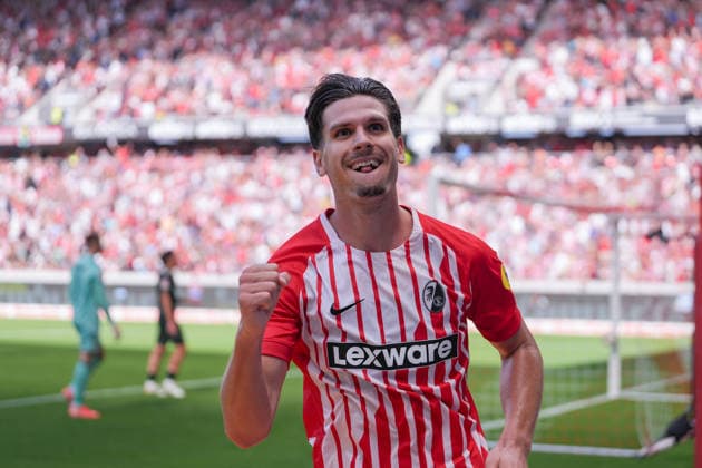 Igor Matanovic (SC Freiburg, 31) Torjubel, Emotionen, Torschuss, Abschluss, Torerfolg, Tor, Treffer , Deutschland, Fussball, 1. Bundesliga, 1.Spieltag, 2026 2027, SC Freiburg vs. SV Werder Bremen, 30.08.2026, Europa-Park Stadion, Freiburg Freiburg Europa-Park Stadion Baden-Württemberg Deutschland *** Igor Matanovic, SC Freiburg, 31 goal celebration, emotions, shot on goal, finish, goal scored, goal, hit, Germany, soccer, Bundesliga 1, Matchday 1, 2026–2027, SC Freiburg vs. SV Werder Bremen, August 30, 2026, Europa-Park Stadium, Freiburg, Freiburg, Europa-Park Stadium, Baden-Württemberg, Germany Copyright: xArnexAmbergx