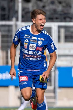 SOCCER - BL, Hartberg vs Ried HARTBERG,AUSTRIA,30.AUG.26 - SOCCER - ADMIRAL Bundesliga, TSV Hartberg vs SV Ried. Image shows the rejoicing of Marco Philip Hoffmann (Hartberg).  GEPAxpictures xAvnixRetkoceri