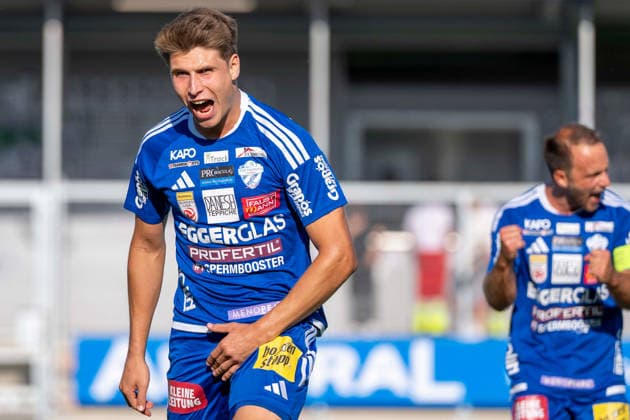SOCCER - BL, Hartberg vs Ried HARTBERG,AUSTRIA,30.AUG.26 - SOCCER - ADMIRAL Bundesliga, TSV Hartberg vs SV Ried. Image shows the rejoicing of Marco Philip Hoffmann (Hartberg).  GEPAxpictures xAvnixRetkoceri