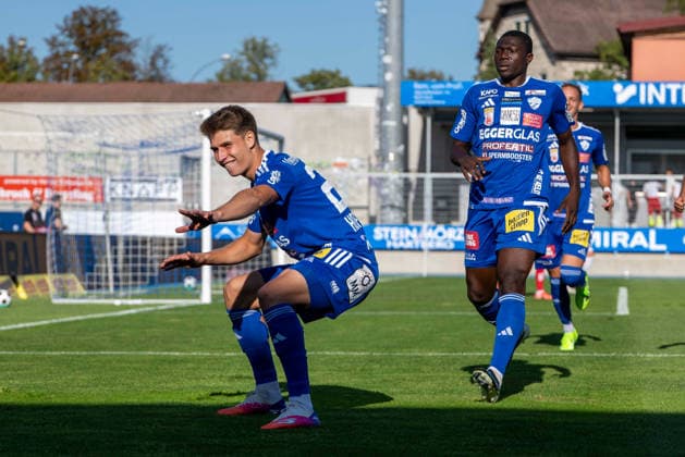 SOCCER - BL, Hartberg vs Ried HARTBERG,AUSTRIA,30.AUG.26 - SOCCER - ADMIRAL Bundesliga, TSV Hartberg vs SV Ried. Image shows the rejoicing of Marco Philip Hoffmann (Hartberg).  GEPAxpictures xAvnixRetkoceri