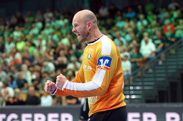 August 30, 2026, xovx, Opel Handball Bundesliga, HSG Wetzlar vs. SG BBM Bietigheim; Bart Ravensbergen celebrates; HSG Wetzlar; Wetzlar; Buderus Arena; Hesse; Germany; DE
