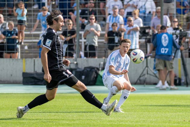 Loris Husic 22, TSV 1860 Munich, TSV 1860 Munich vs. TSV Landsberg, Soccer, Bavarian Regional League, Matchday 6, August 30, 2026. DFB regulations prohibit any use of photographs as image sequences and or quasi-video. Munich, Bavaria, Germany Copyright: xkolbert-press UlrichxGamelx