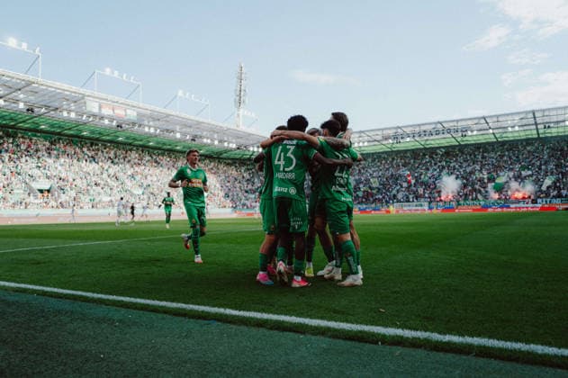 SOCCER - BL, Rapid vs Sturm VIENNA,AUSTRIA,30.AUG.26 - SOCCER - ADMIRAL Bundesliga, SK Rapid Wien vs SK Sturm Graz. Image shows the rejoicing of team Rapid.  GEPAxpictures xAlexanderxSolc